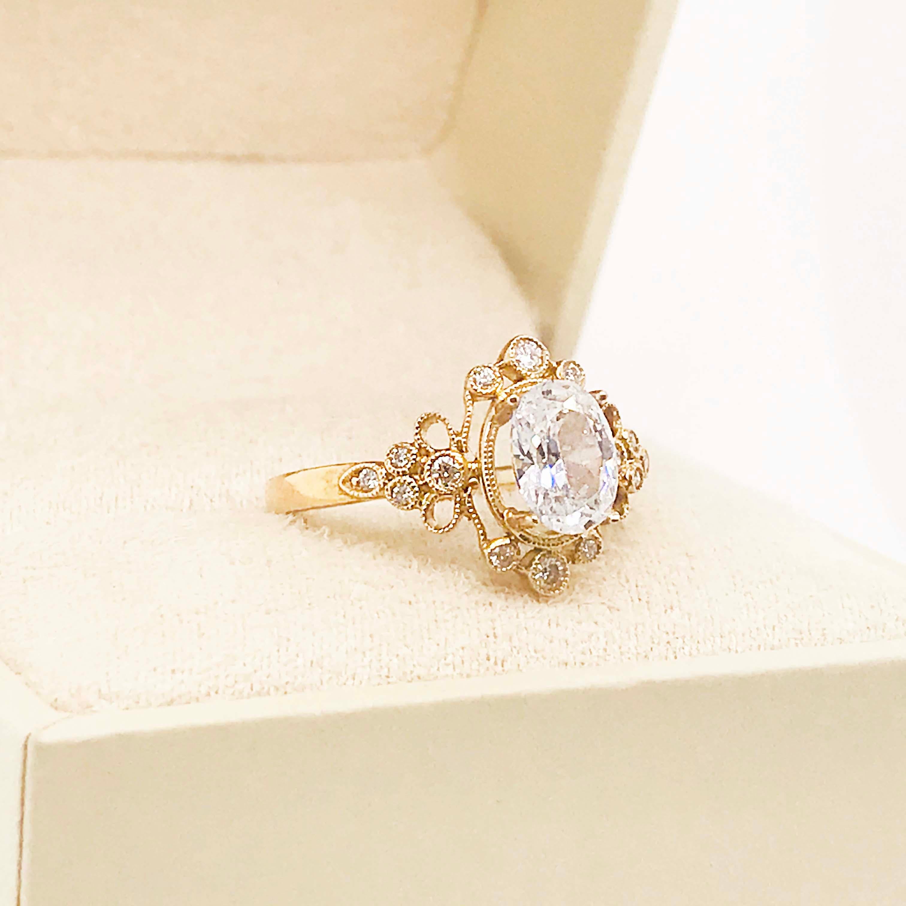 Certified 1.20 Carat Oval Diamond Custom Yellow Gold Engagement Ring For Sale 2