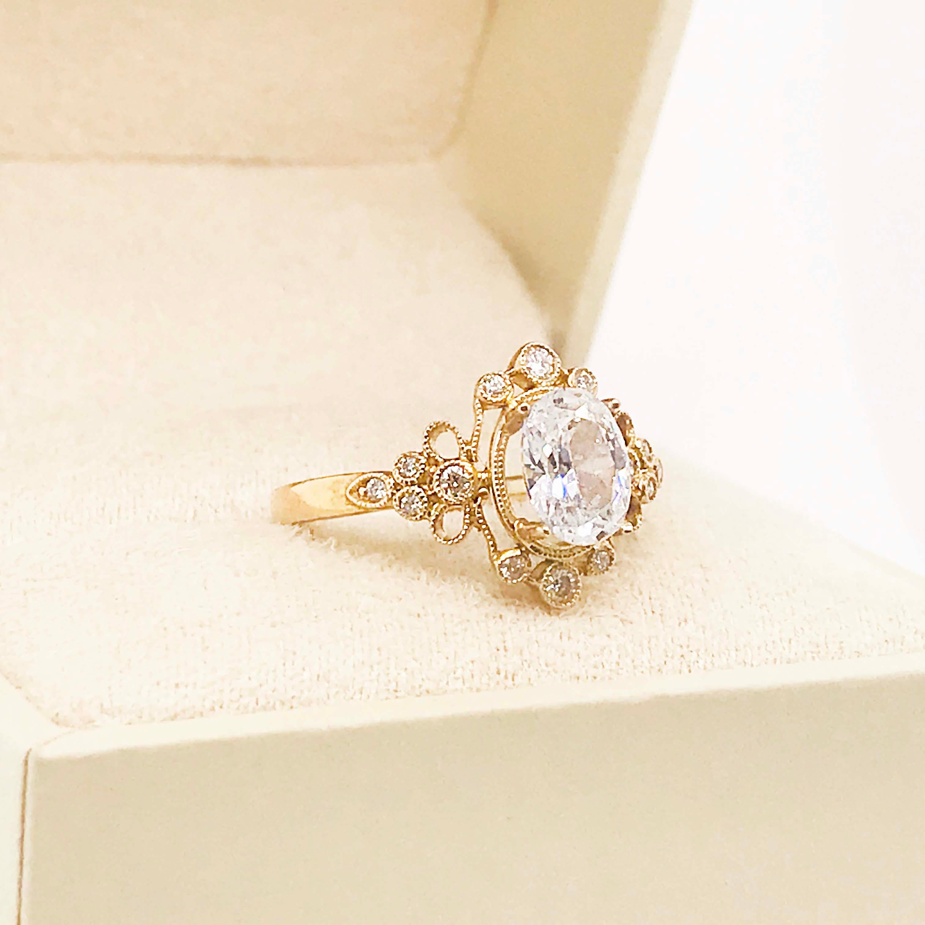 Certified 1.20 Carat Oval Diamond Custom Yellow Gold Engagement Ring 2