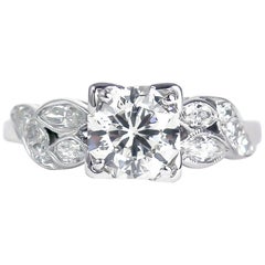 J. Birnbach 1.22 Round Diamond Art Deco Engagement Ring in Platinum