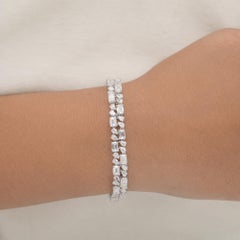 Pulsera de boda de doble fila de diamantes certificados de 12,2 quilates y oro blanco de 14 quilates