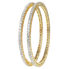 Certified 12.25 ct. White Diamond Bangles, 18k Gold
