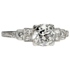 Certified 1.24 Carat Antique Old European Cut Diamond in a Contemporary Ring