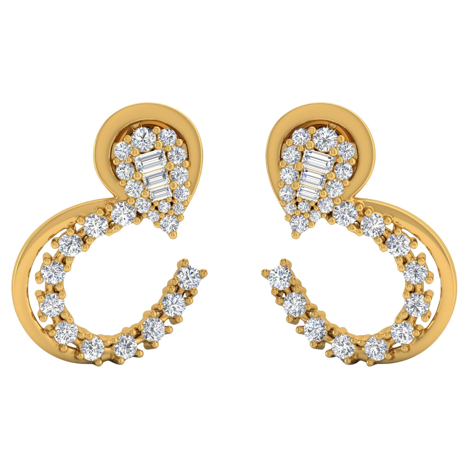 Pendientes de diamantes de 1,25 quilates de oro amarillo macizo de 18 quilates con claridad SI y color HI para ella en venta