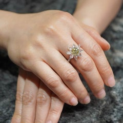 Certified 1.26 Carat Fancy Yellow Round Fancy Color Diamond Solitaire Ring