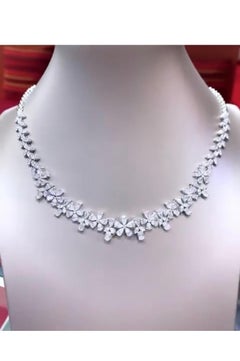 Certified 12.65 Carats Natural Diamonds  18K Gold Necklace