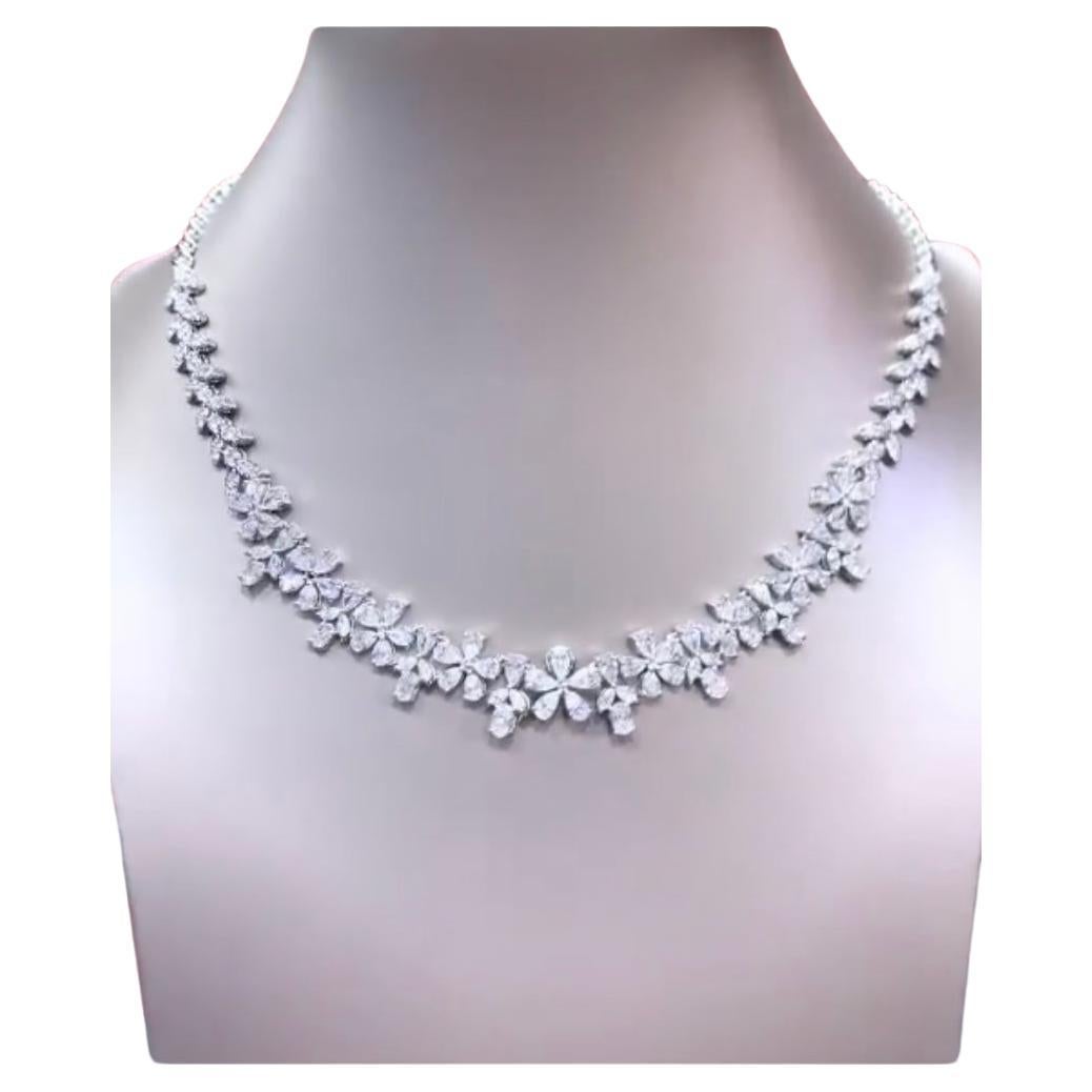 Certified 12.65 Carats Natural Diamonds  18K Gold Necklace  For Sale