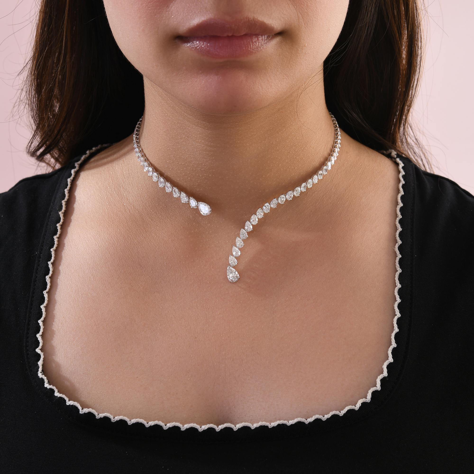 Zertifizierte 12,69 Karat Diamant Manschette Kragen Choker Halskette 14 Karat Weißgold im Angebot 2