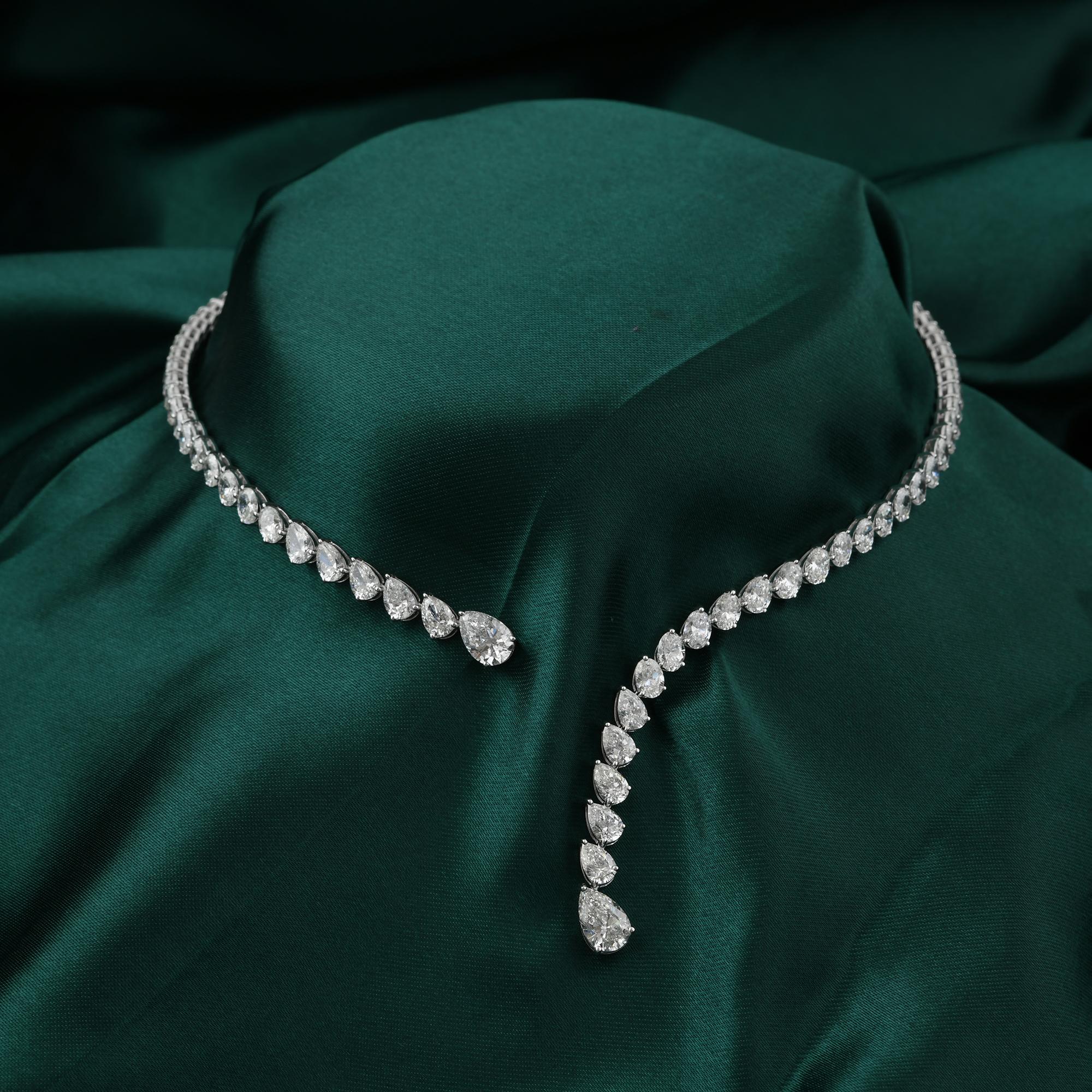 Zertifizierte 12,69 Karat Diamant Manschette Kragen Choker Halskette 14 Karat Weißgold im Angebot 3