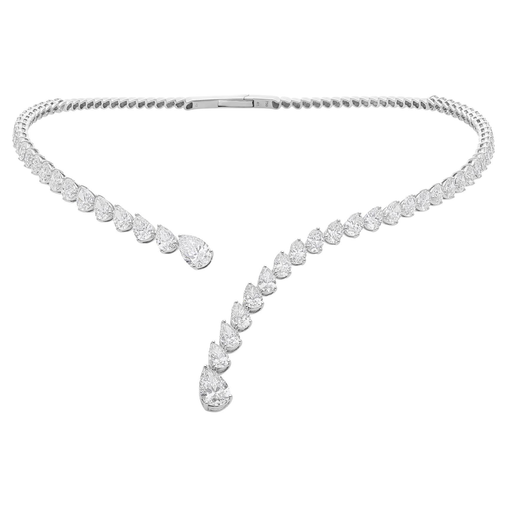 Zertifizierte 12,69 Karat Diamant Manschette Kragen Choker Halskette 14 Karat Weißgold
