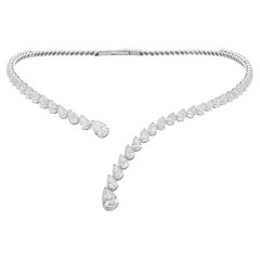Zertifizierte 12,69 Karat Diamant Manschette Kragen Choker Halskette 14 Karat Weißgold