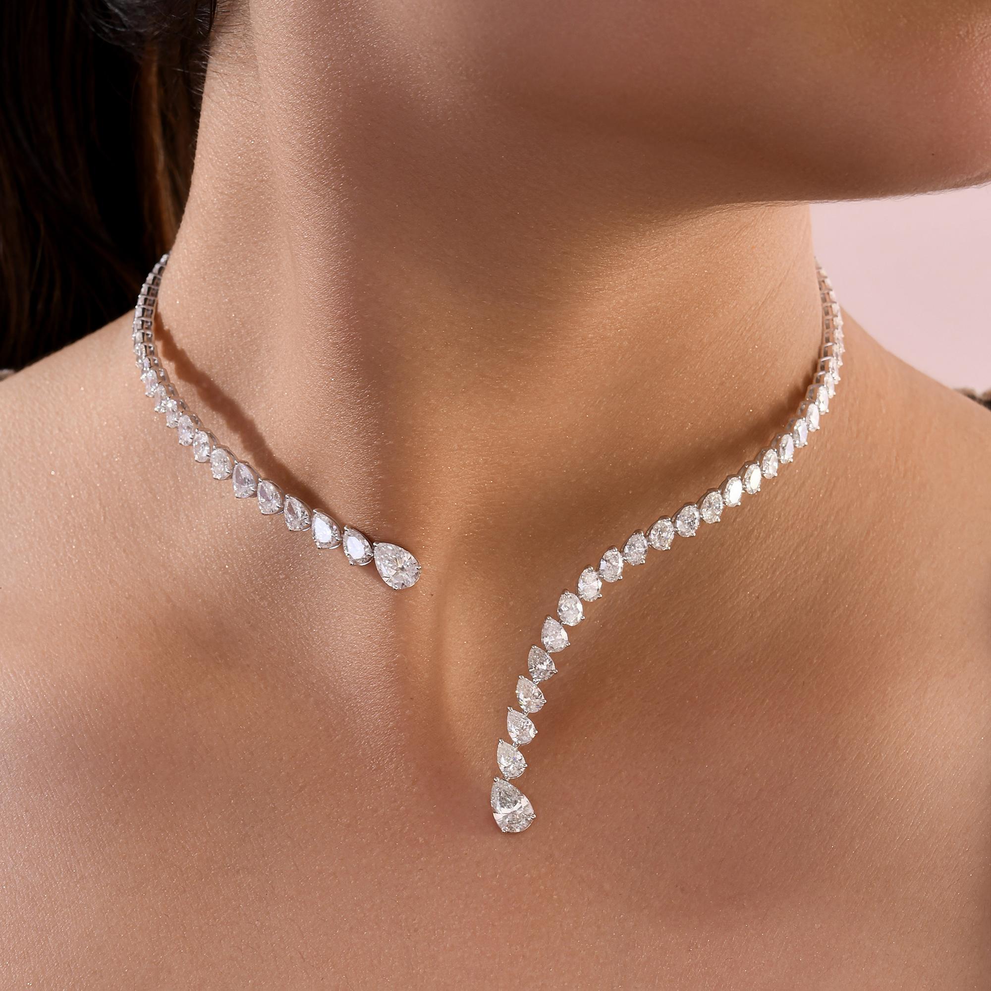 Zertifizierte 12,69 Karat Diamant Manschette Kragen Choker Halskette 18 Karat Weißgold (Gemischter Schliff) im Angebot