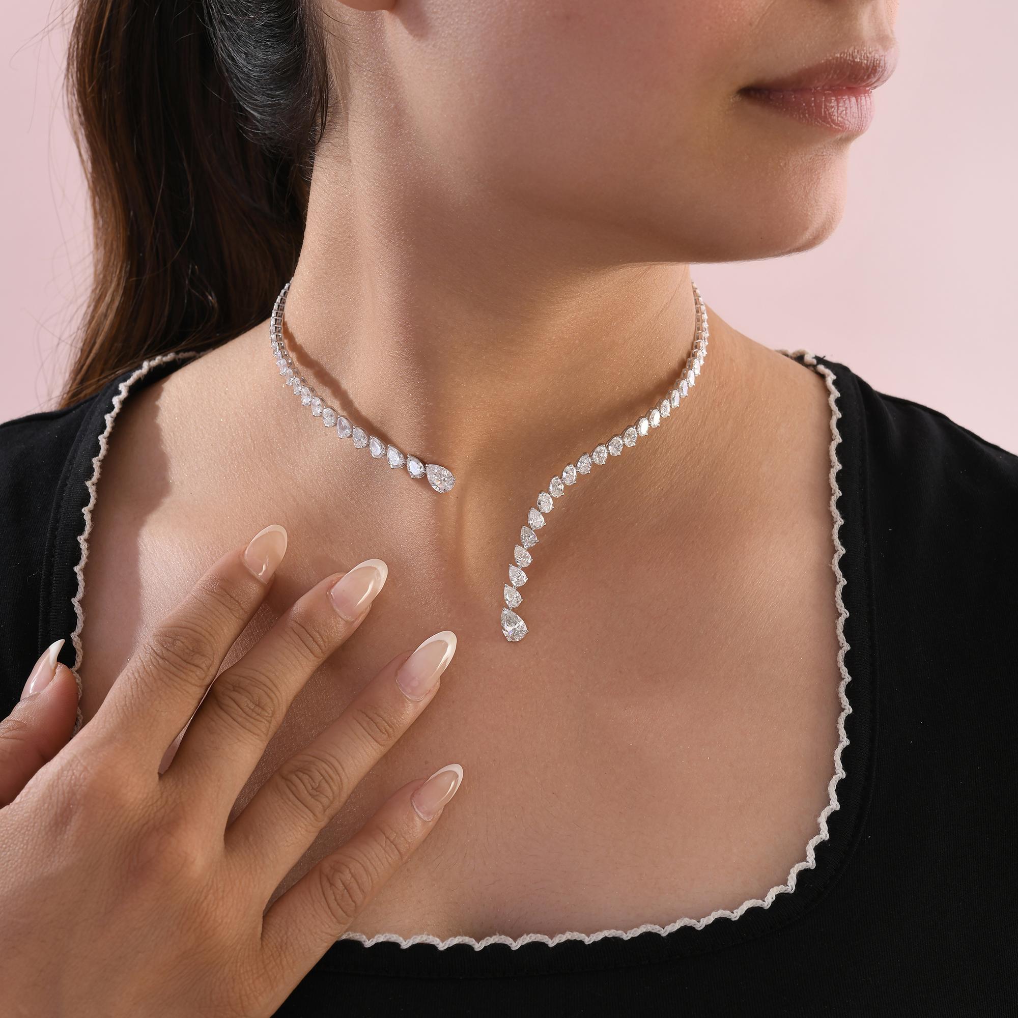 Zertifizierte 12,69 Karat Diamant Manschette Kragen Choker Halskette 18 Karat Weißgold im Angebot 1