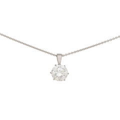 Certified 1.28 Carat Solitaire Diamond Pendant Set in 18k White Gold