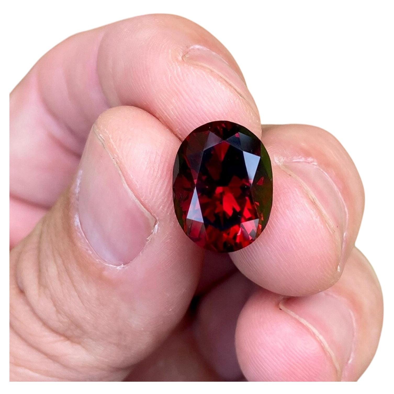 Certified 12.95 Ct. Natural Almandine Garnet loose gemstone, Oval cut, Tanzania