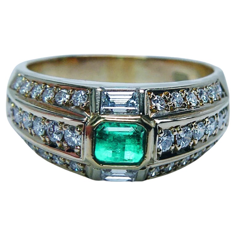 Customizable Certified 1.3 Carat Columbian Emerald Diamond Wedding Band, Emerald Bridal Ring For