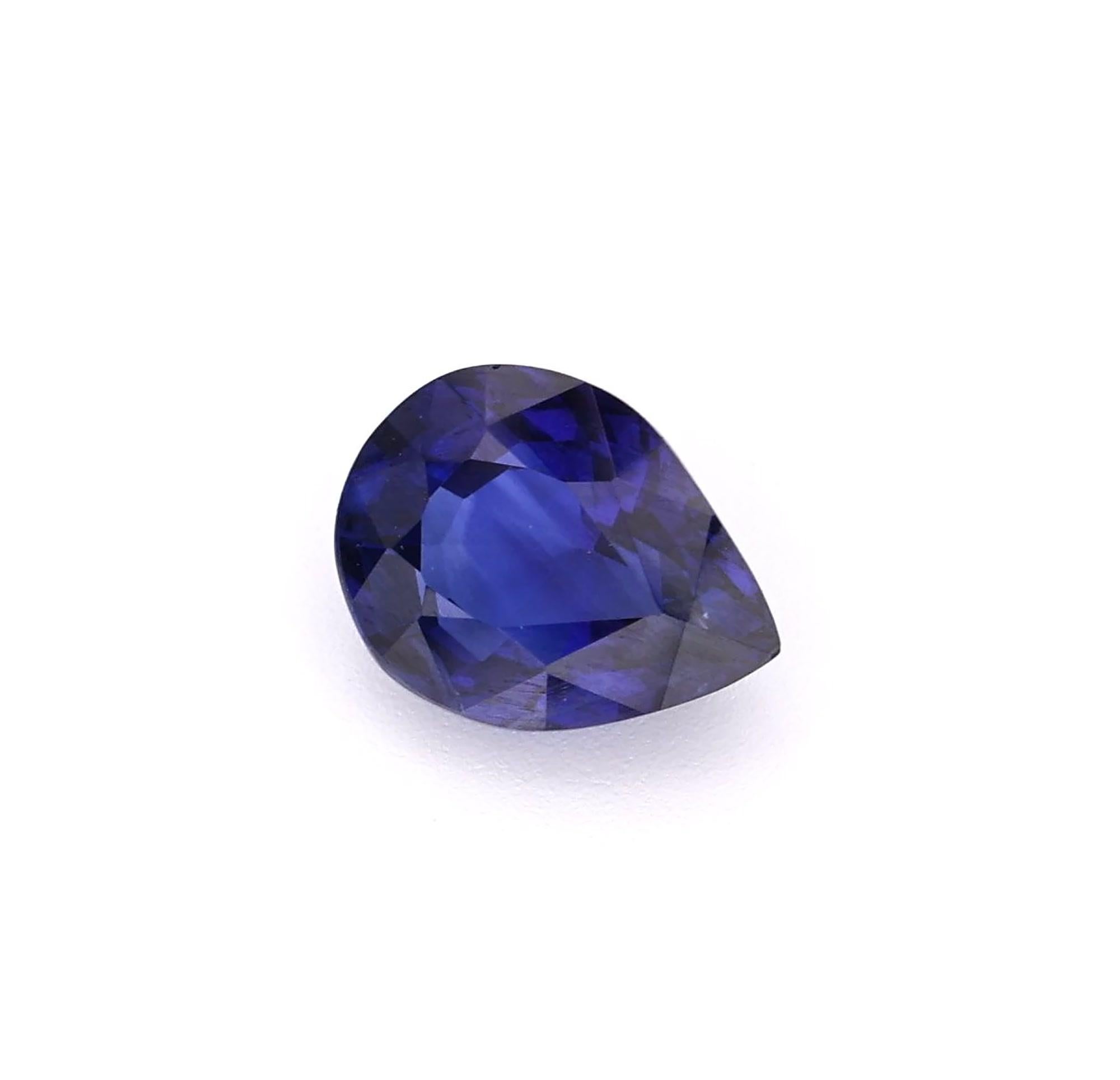 Natürlicher Blauer Saphir Königsblau Farbe Birnenform. Dieser exquisite Edelstein stammt aus Ceylon (Sri Lanka), das für die Herstellung von Steinen außergewöhnlicher Qualität bekannt ist. Mit seiner innerlich makellosen Klarheit.

- • Sorte: Blauer