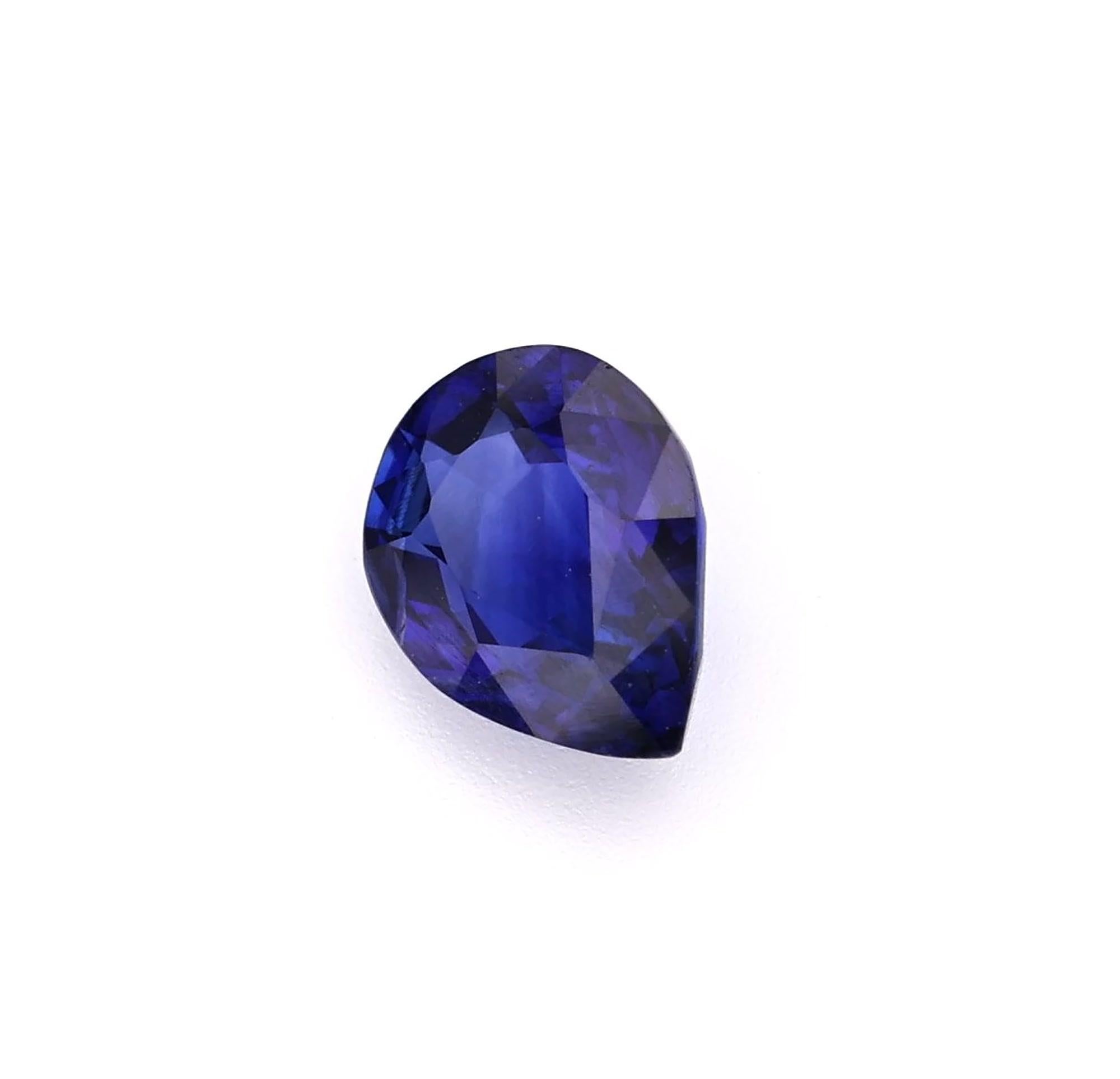Modern Certified 1.30 carat Blue Sapphire Pear Shape Ceylon Origin Ring Stone For Sale