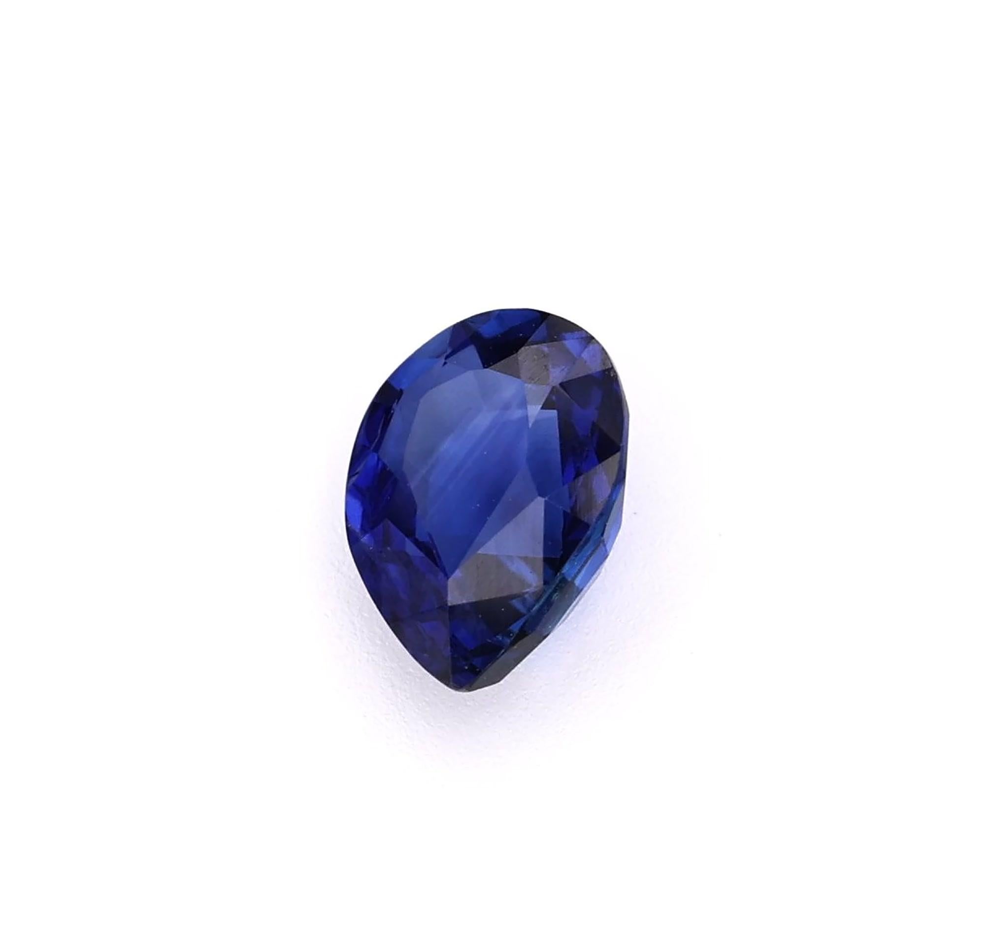 Pear Cut Certified 1.30 carat Blue Sapphire Pear Shape Ceylon Origin Ring Stone For Sale