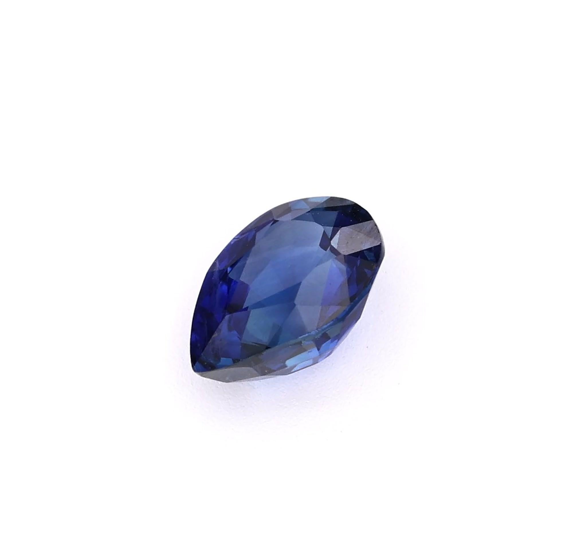 Certified 1.30 carat Blue Sapphire Pear Shape Ceylon Origin Ring Stone In New Condition For Sale In Makola, LK