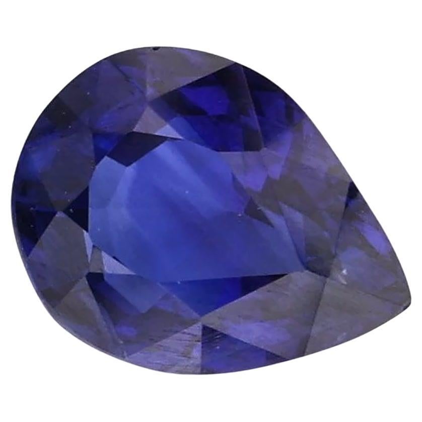 Pierre d'origine de Ceylan, saphir bleu certifié 1,30 carat en forme de poire en vente