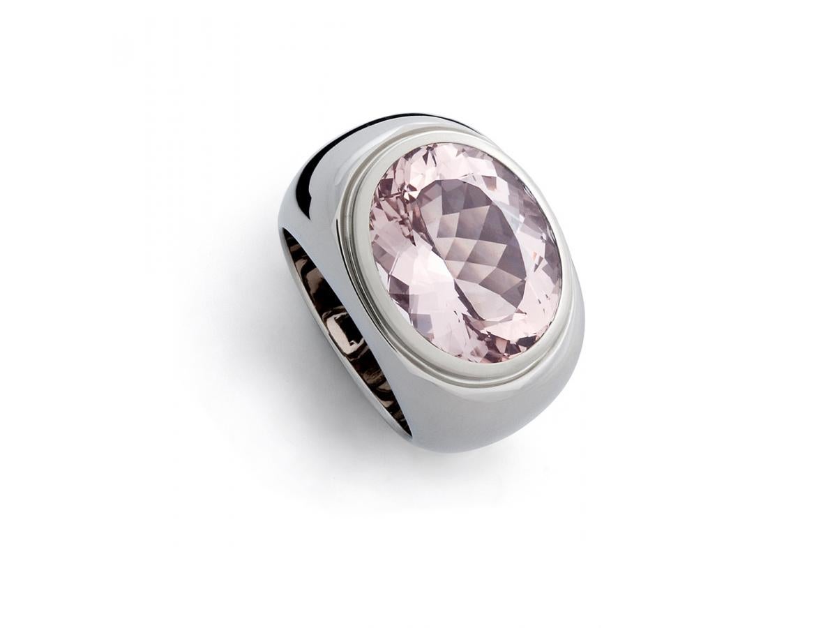 Contemporary Certified 13.08 Carat Amethyst Precious Basic White Gold Ring For Sale