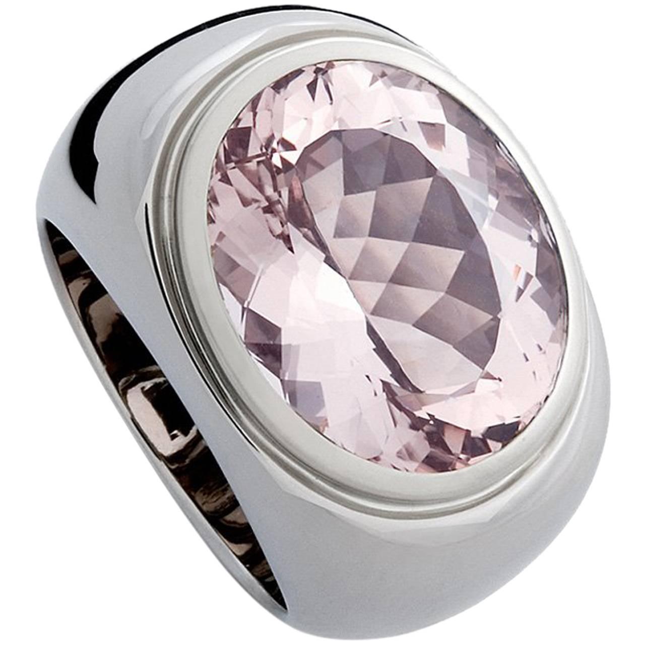 Certified 13.08 Carat Amethyst Precious Basic White Gold Ring For Sale