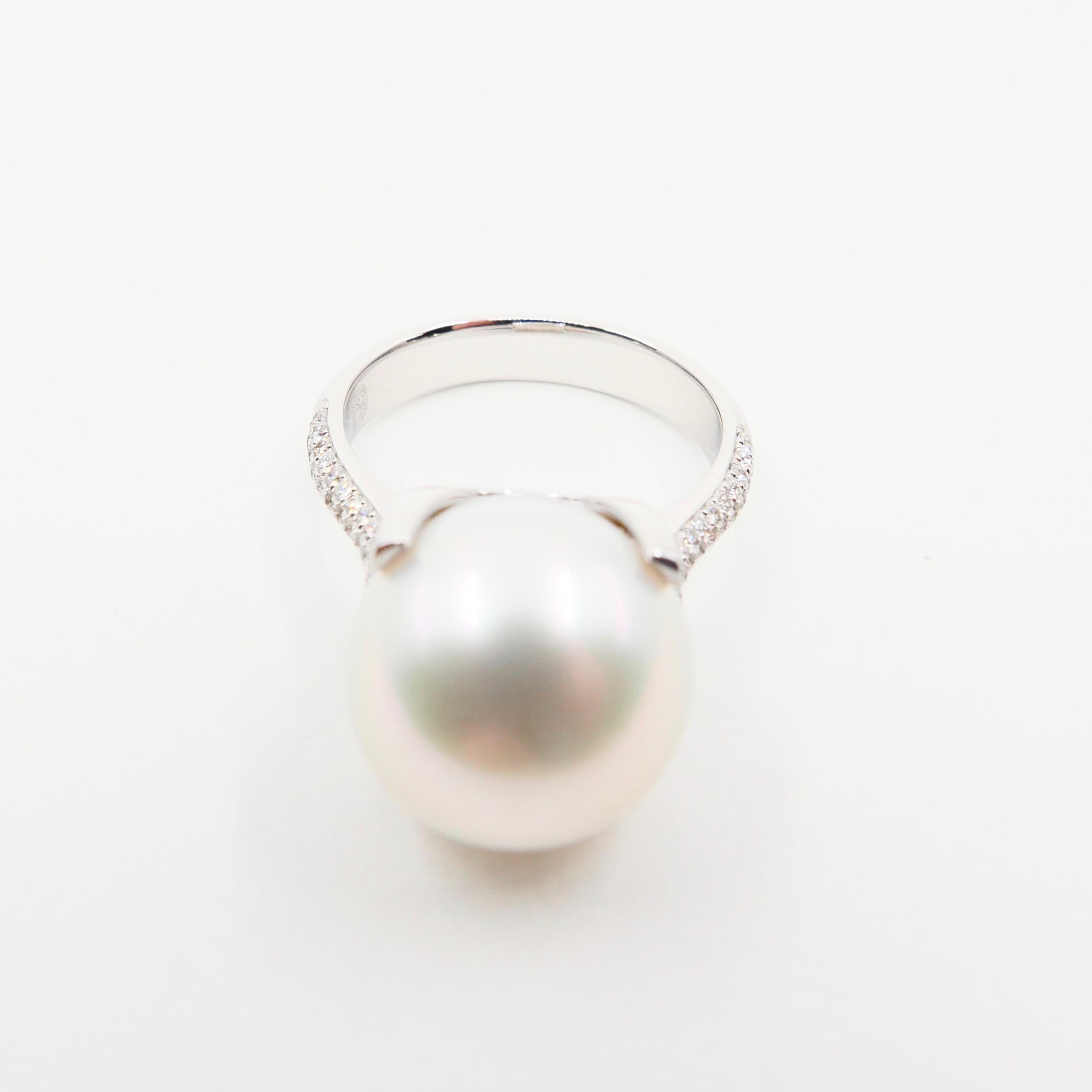 Certified South Sea Pearl and Diamond Ring, Our Signature Design 5