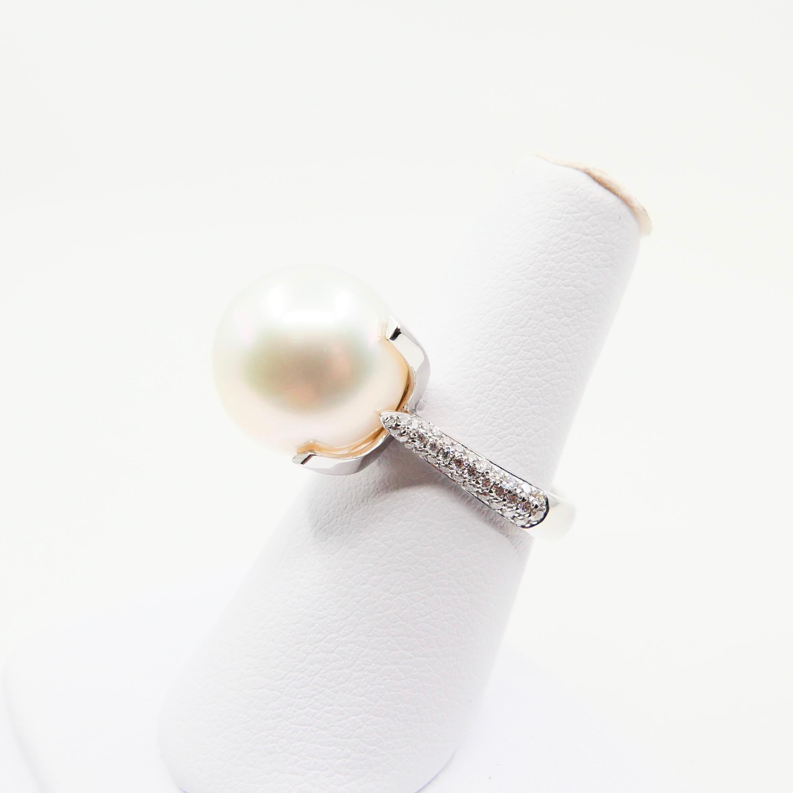 Certified South Sea Pearl and Diamond Ring, Our Signature Design 6