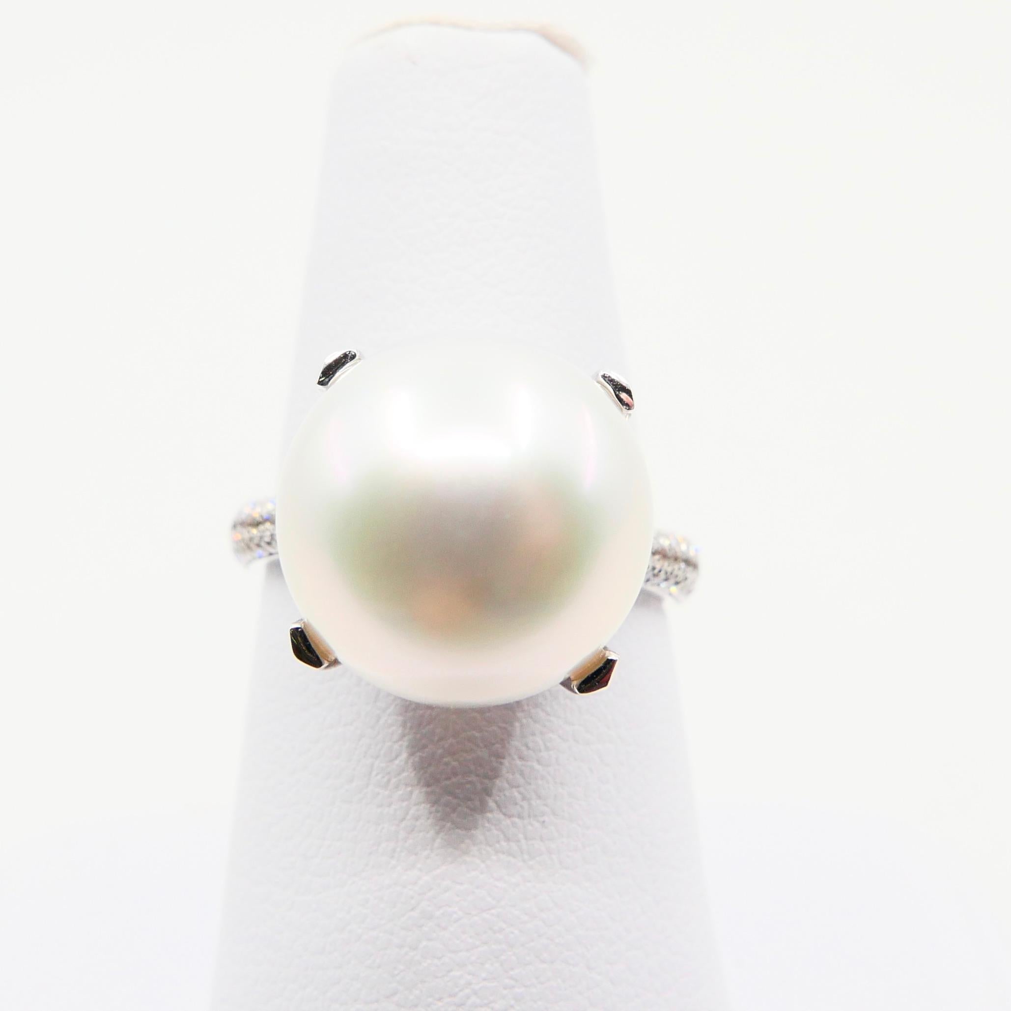Certified South Sea Pearl and Diamond Ring, Our Signature Design 7