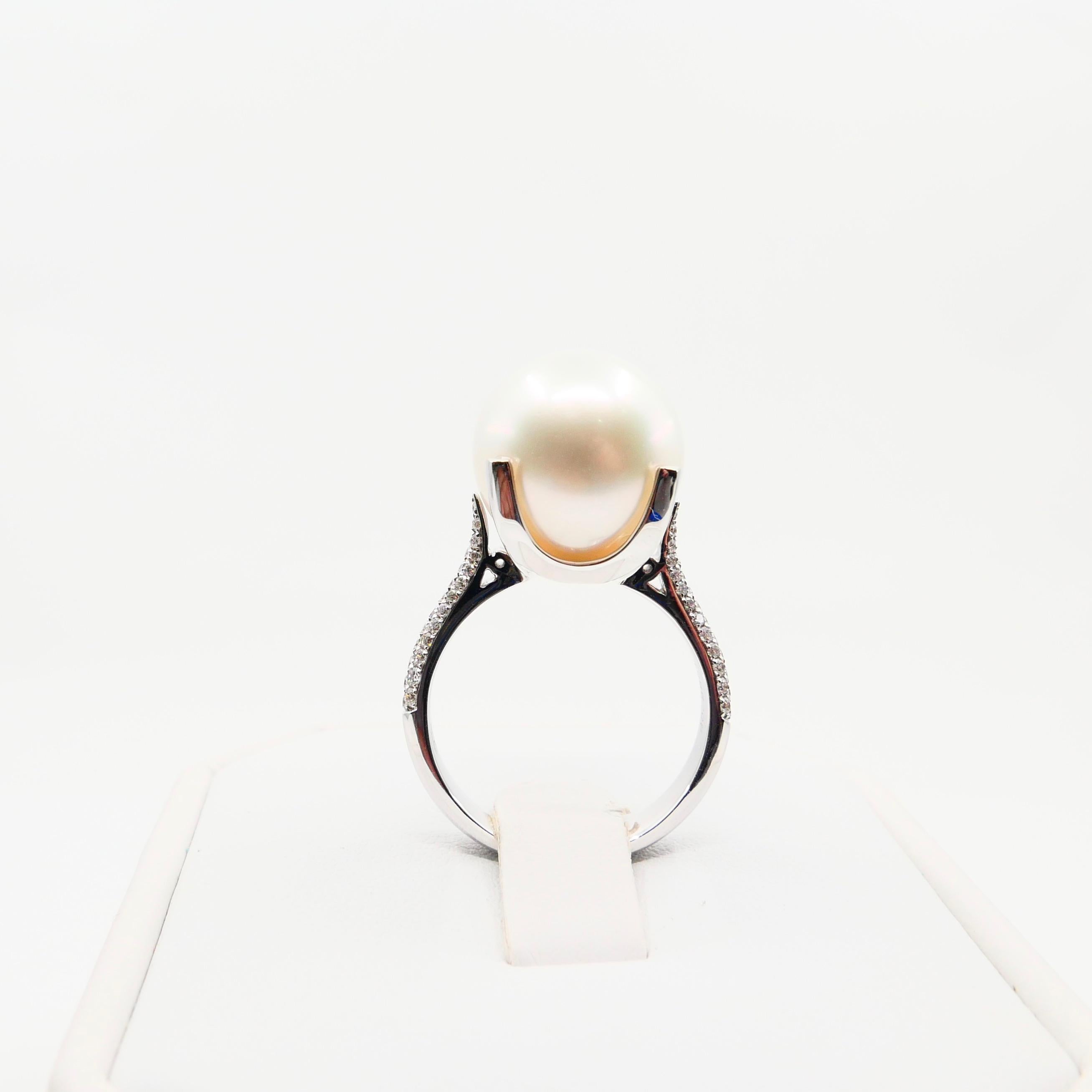 Certified South Sea Pearl and Diamond Ring, Our Signature Design 8