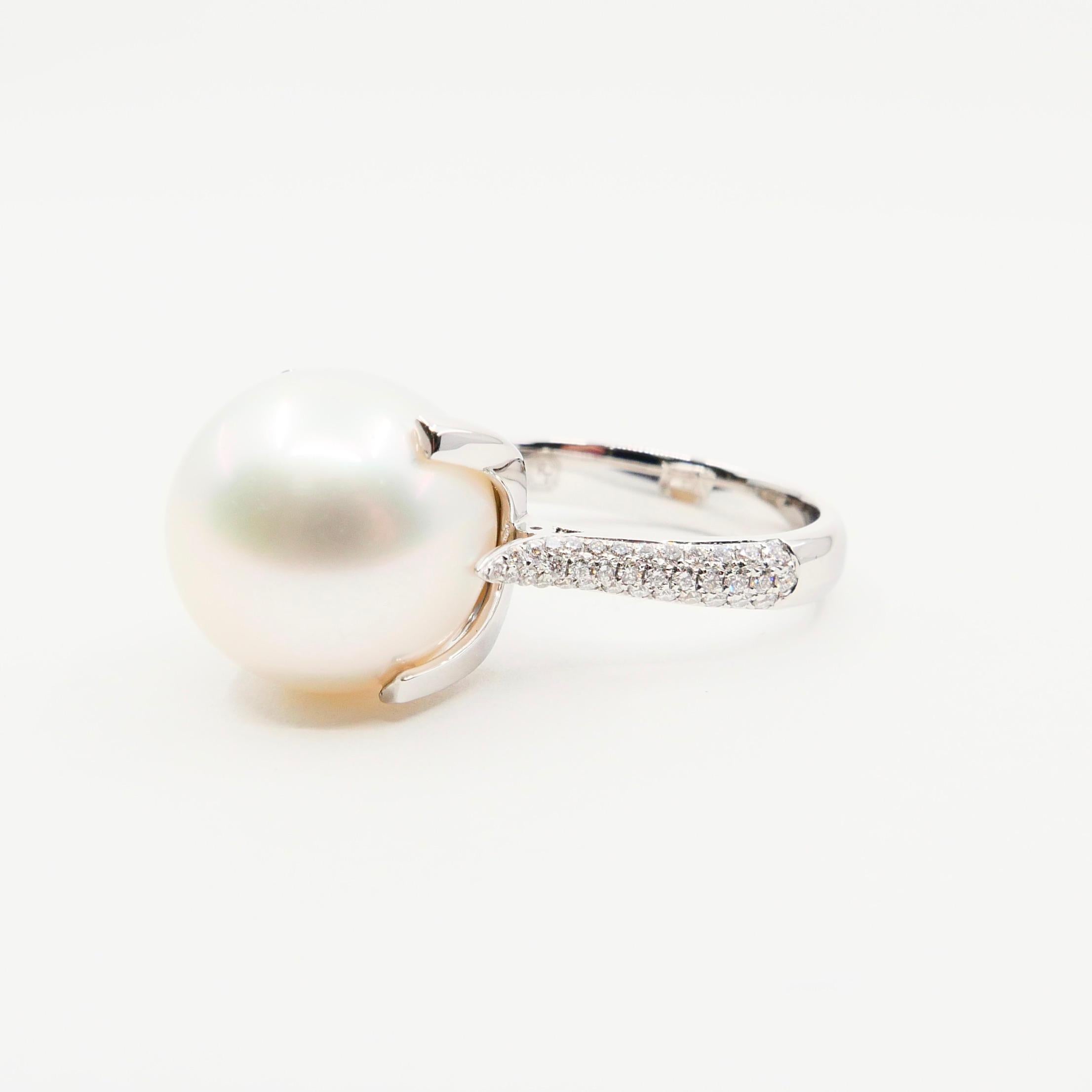 Women's Certified South Sea Pearl and Diamond Ring, Our Signature Design