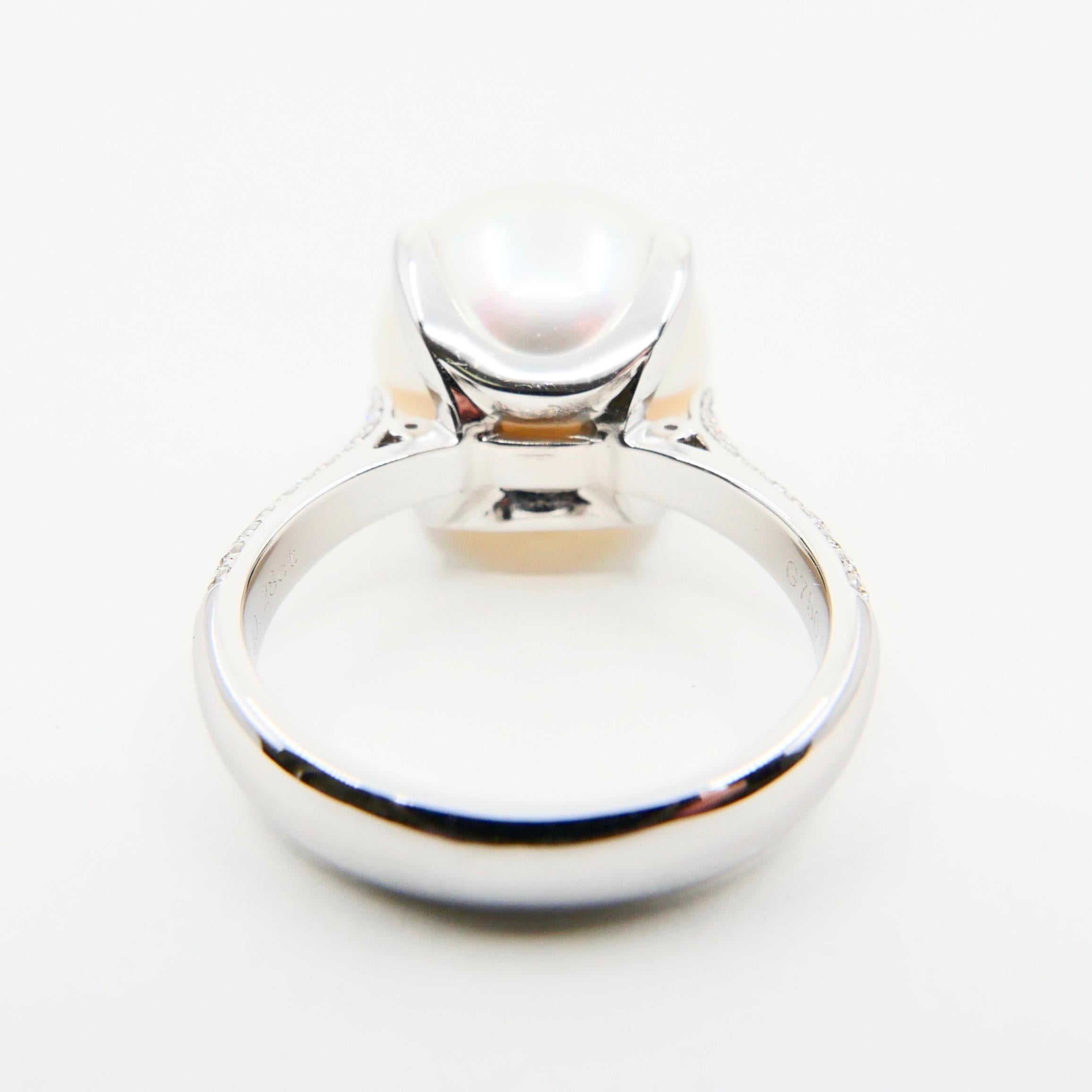 Certified South Sea Pearl and Diamond Ring, Our Signature Design 1