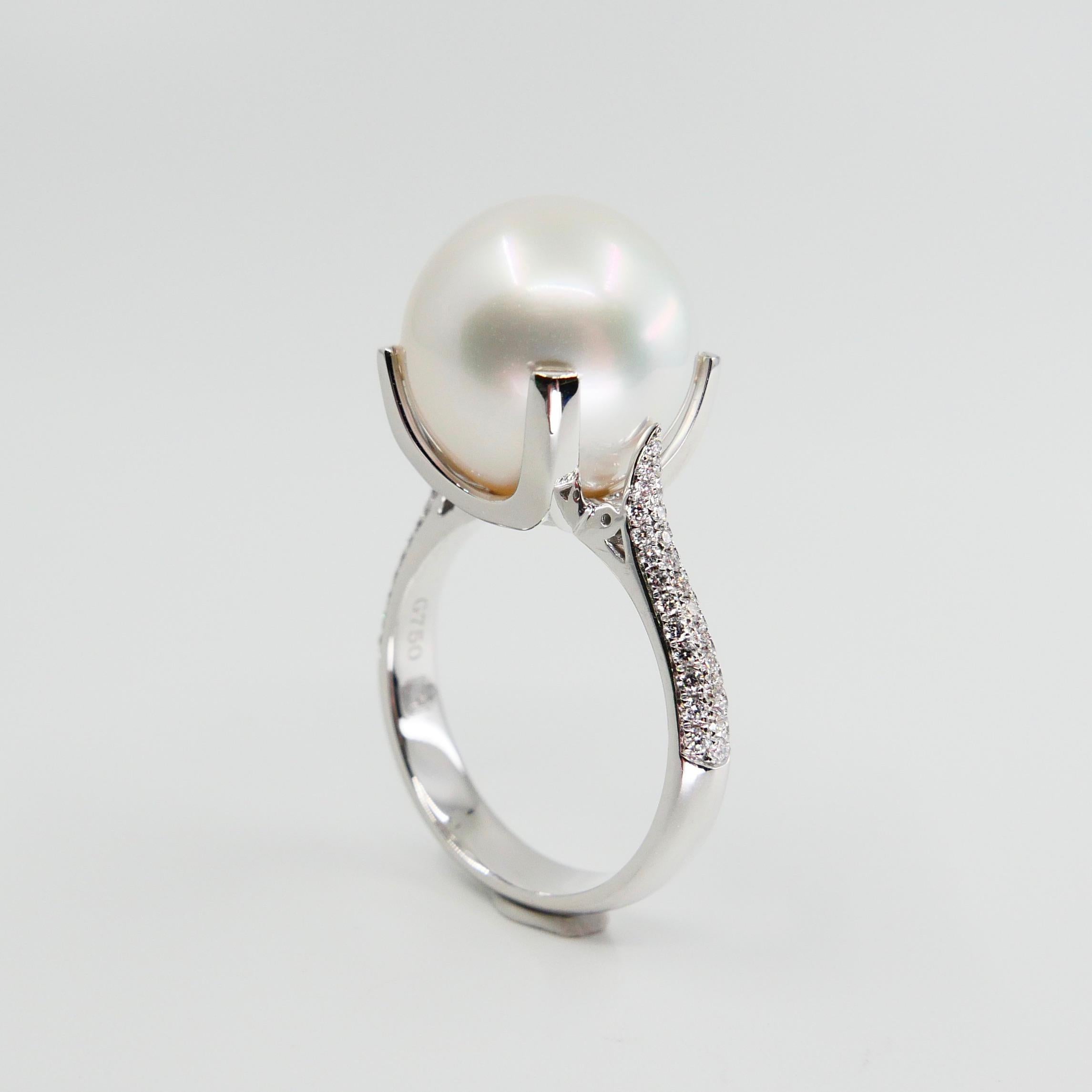 Certified South Sea Pearl and Diamond Ring, Our Signature Design 2