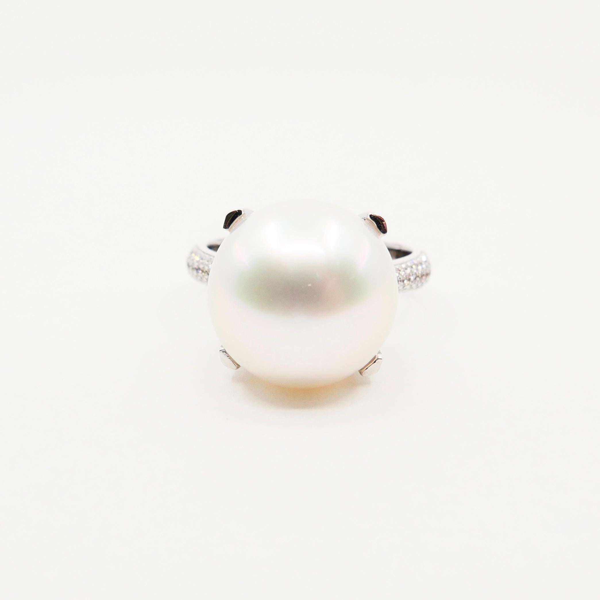 Certified South Sea Pearl and Diamond Ring, Our Signature Design 3