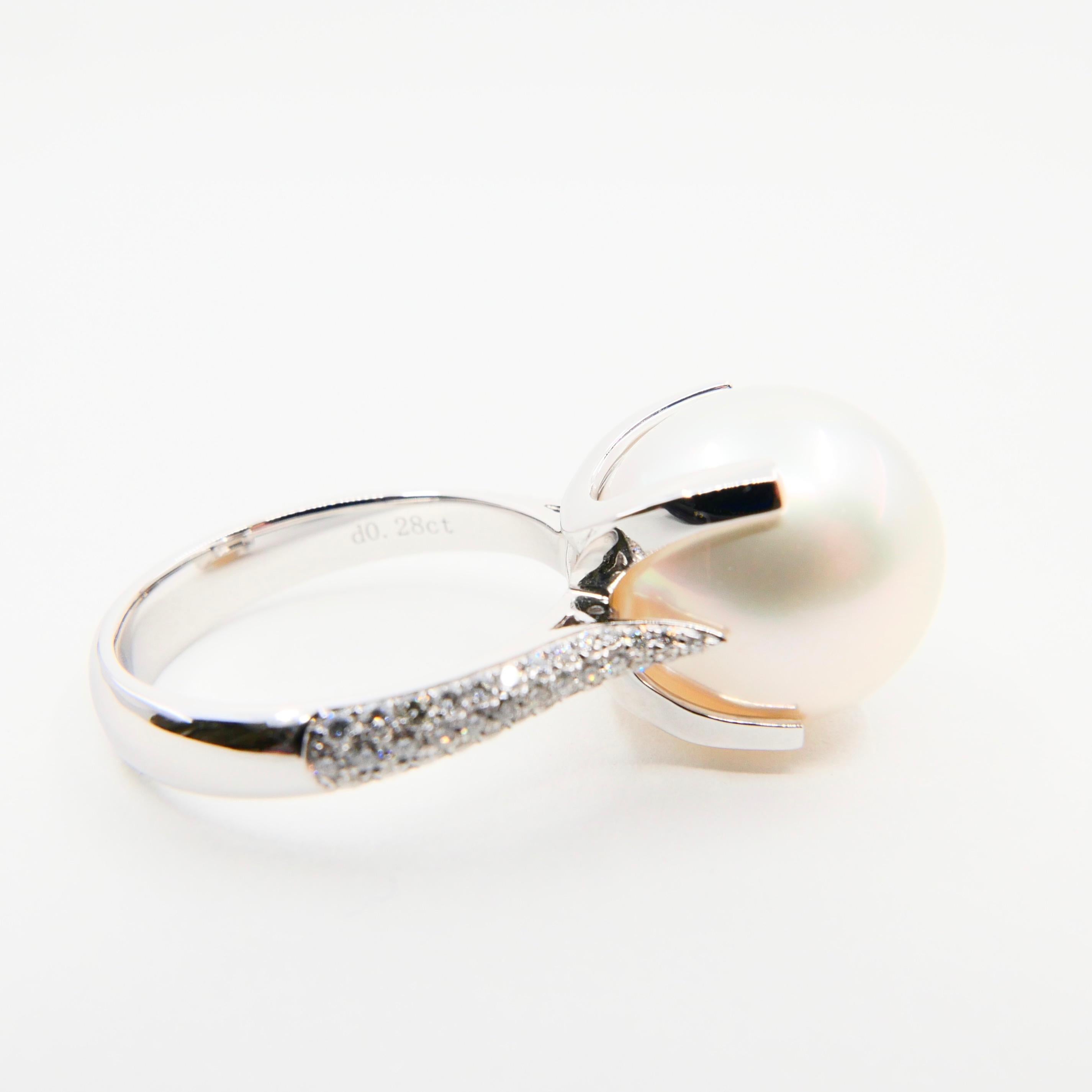 Certified South Sea Pearl and Diamond Ring, Our Signature Design 4