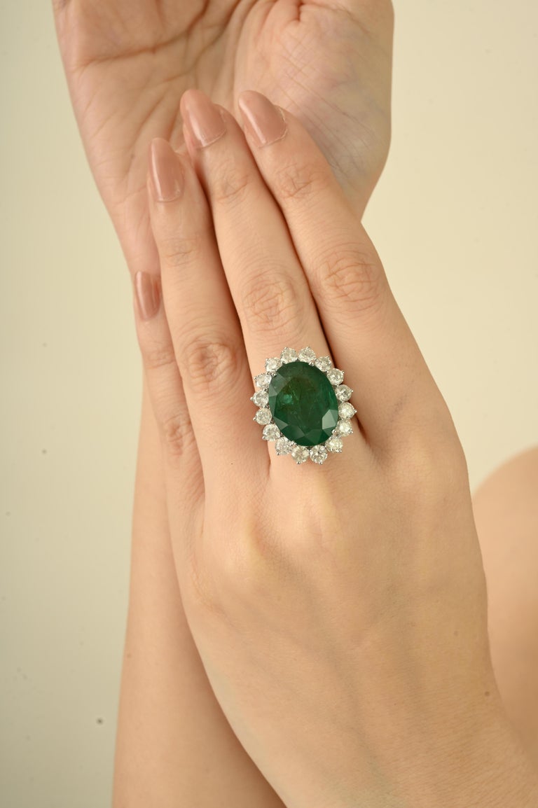 Bague Cocktail Halo émeraude Taille Princesse Or Rose 14 Carats – Pierre Créée