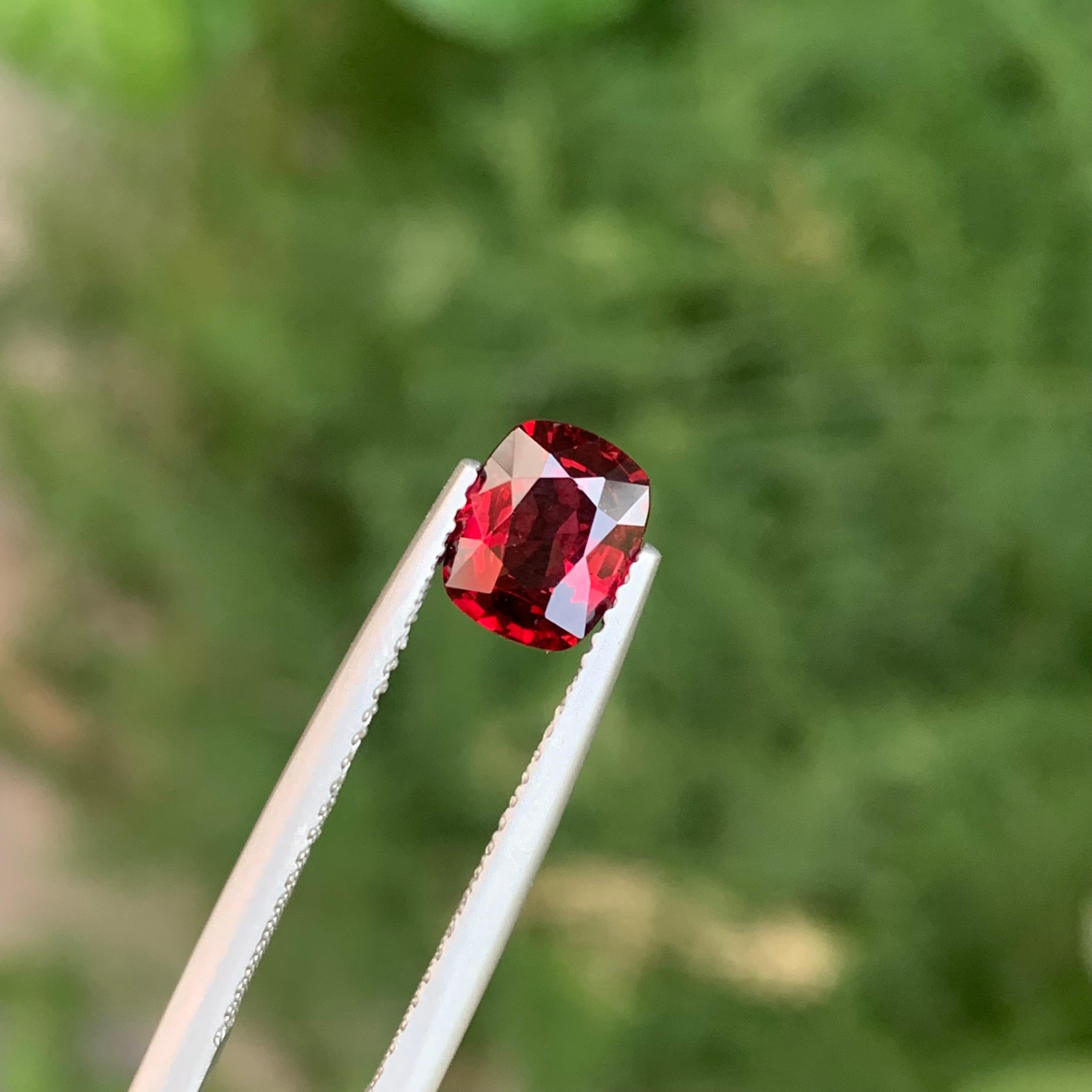 Certified 1.33 Carat Natural Loose Orange Red Spinel Cushion Shape Gemstone For Sale 4