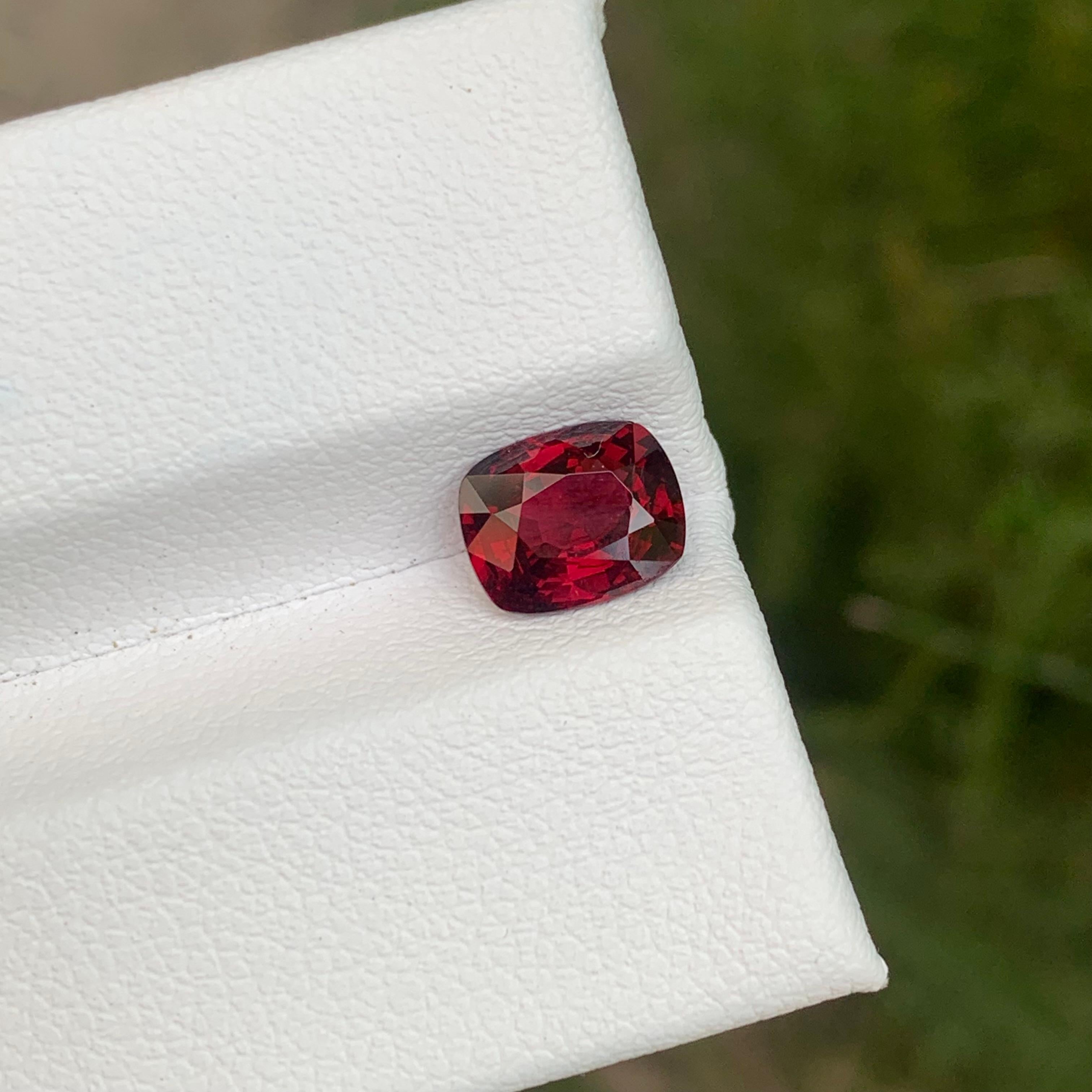 Arts and Crafts Certified 1.33 Carat Natural Loose Orange Red Spinel Cushion Shape Gemstone For Sale