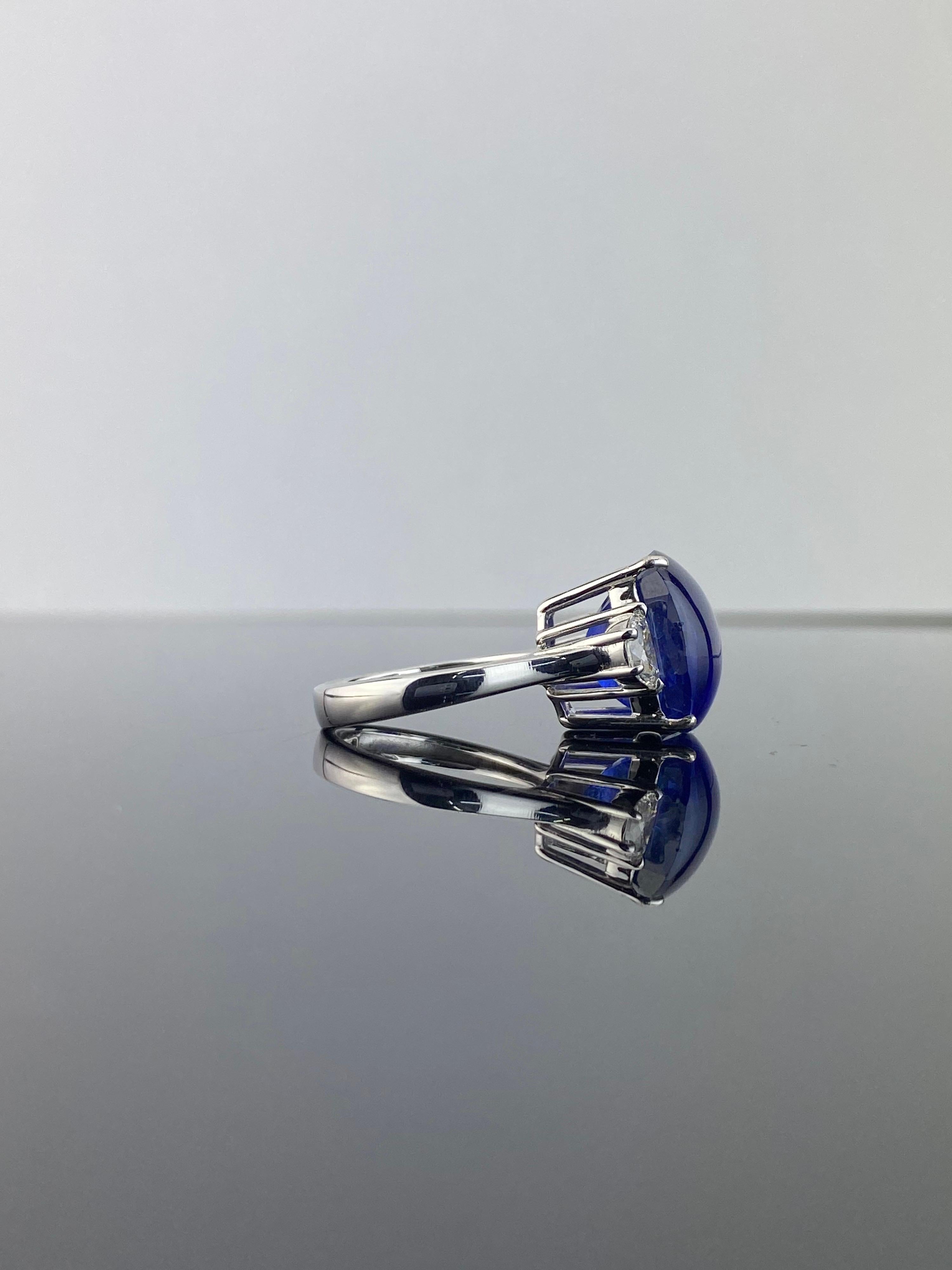 Femenino o masculino Anillo de compromiso certificado de tres piedras con zafiro y diamantes de 13,35 quilates