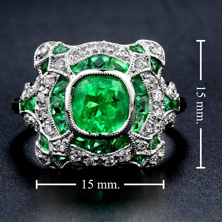 Certified 1.34 Carat Natural Emerald Diamond Cocktail Ring 1