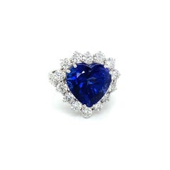 Certified 13.48 Carat Tanzanite Diamond White Gold Ring
