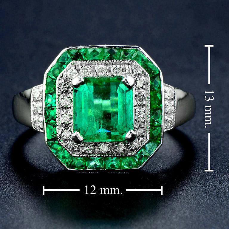 Certified 1.35 Carat Natural Emerald Diamond Cocktail Ring 1