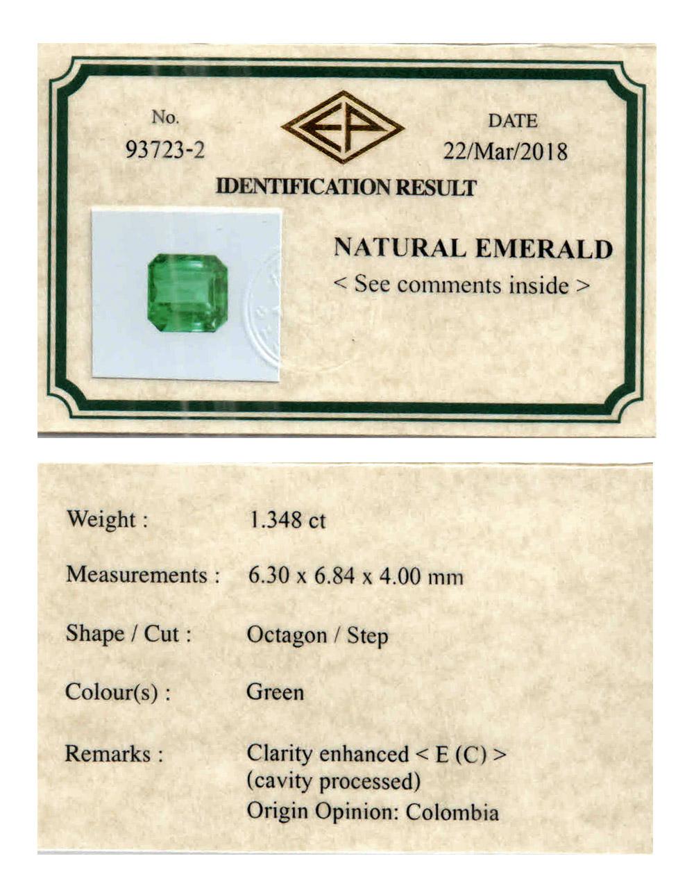 Certified 1.35 Carat Natural Emerald Diamond Cocktail Ring 3