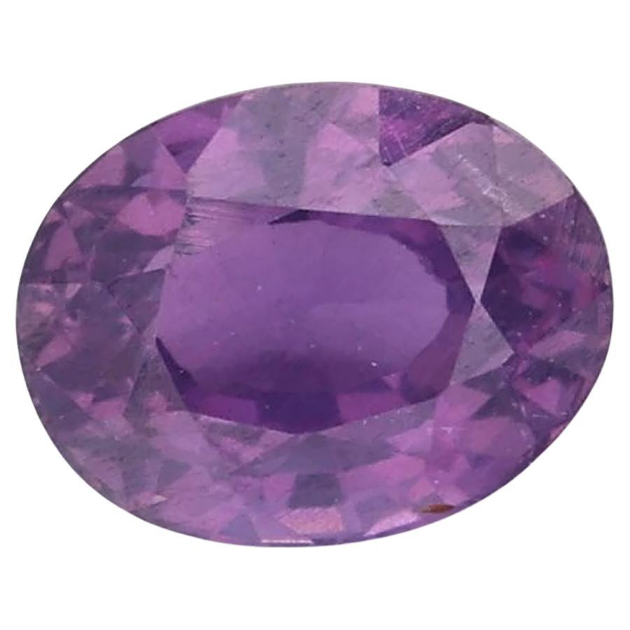 Pierre d'origine de Ceylan, saphir violet de forme ovale certifié 1,35 carat en vente