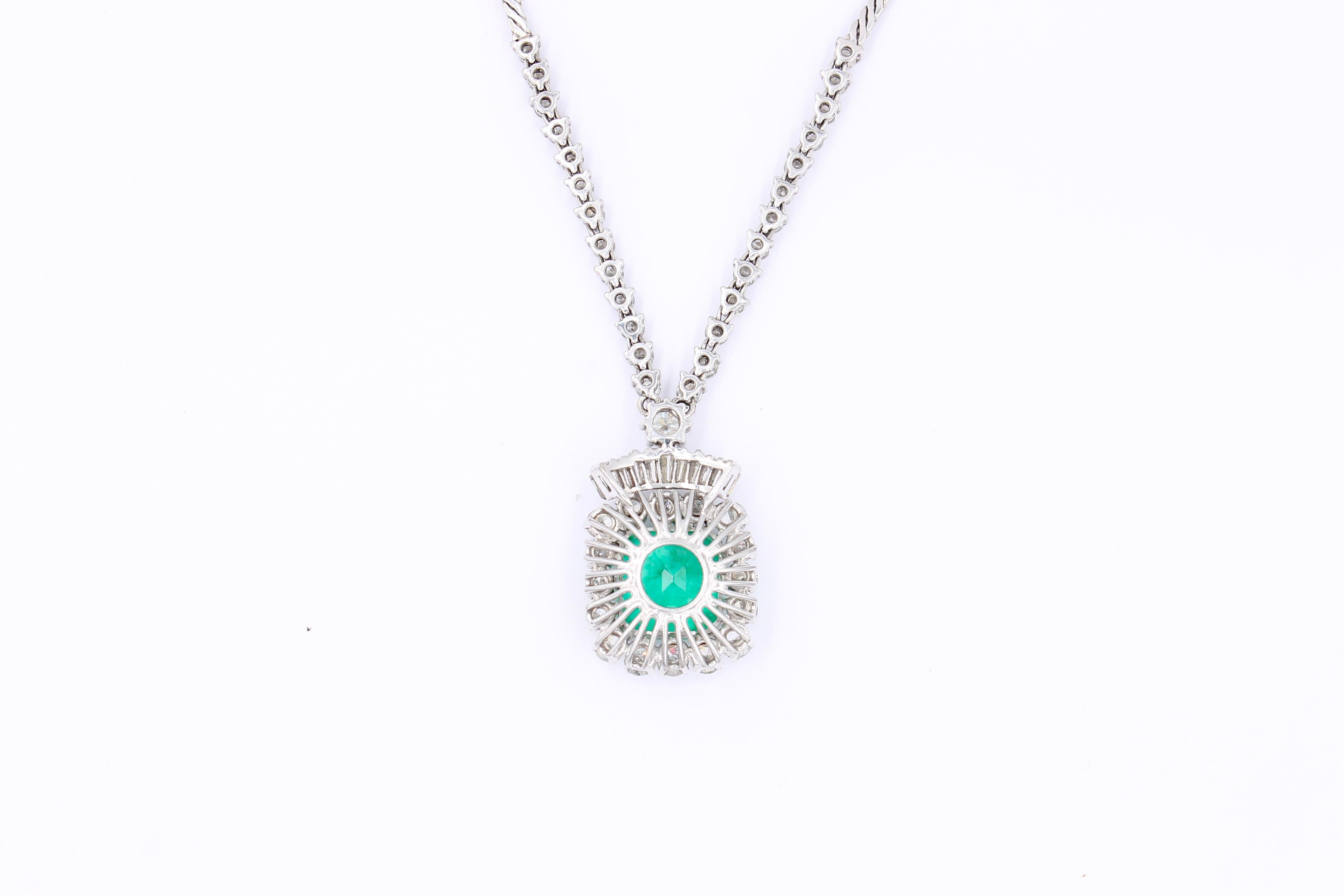 collana certificata con smeraldo colombiano e diamante da 13,50 carati in vendita 1