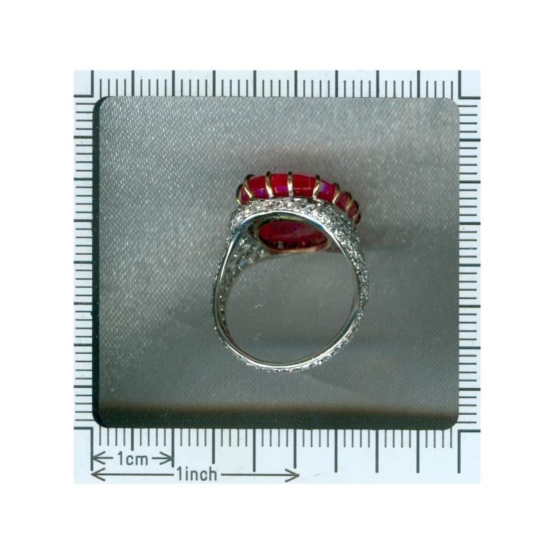 Certified 13.52 Carat Natural Untreated Ruby and Diamond Platinum Ring For Sale 13