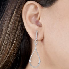 Certified 1.4 Carat SI/H Diamond Dangle Drop Earrings 10 Karat White Gold