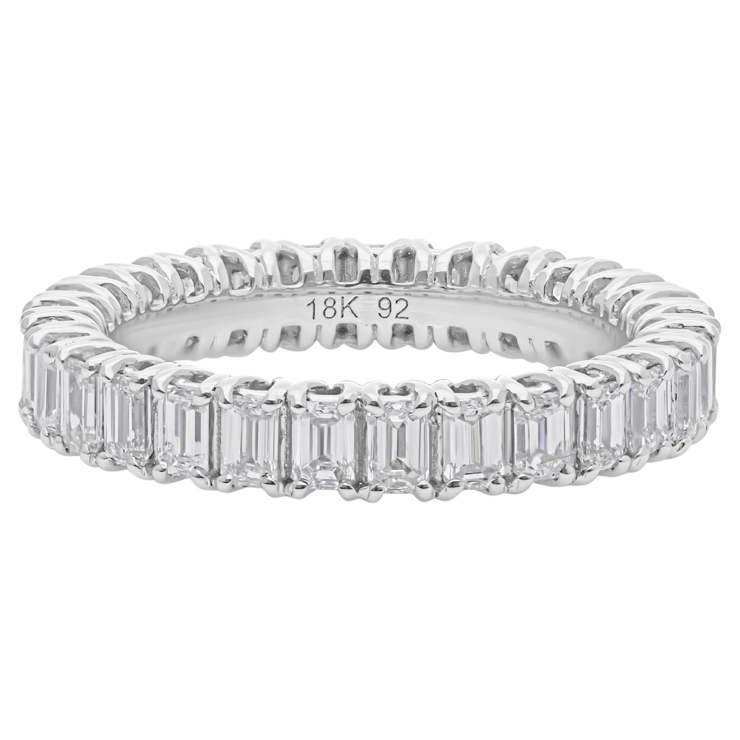 Anello anniversario con diamante taglio ottagono certificato in oro bianco 14 carati da 2,36 carati