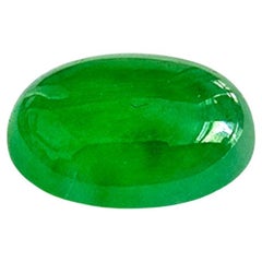 Certified 1.41 cts. Vivid Imperial Green Burmese A-Jadeite Oval Cabochon LS2