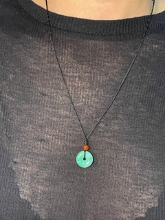 Certified 14.15 Carat Jadeite Jade Donut Peace Pendant, Mesmerizing Apple Green
